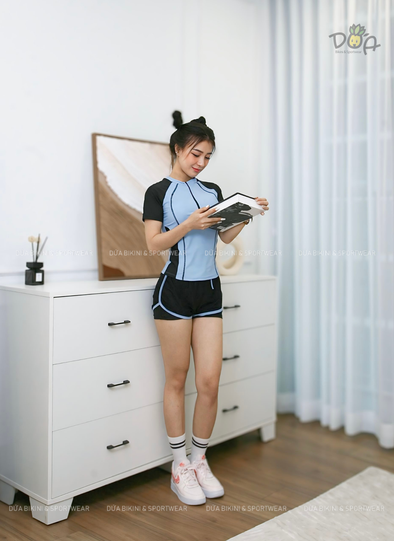 Đồ bơi nữ hai mảnh tay ngắn quần đùi 2 lớp dáng thể thao năng động đi bơi | DỨA BIKINI &amp; SPORTWEAR