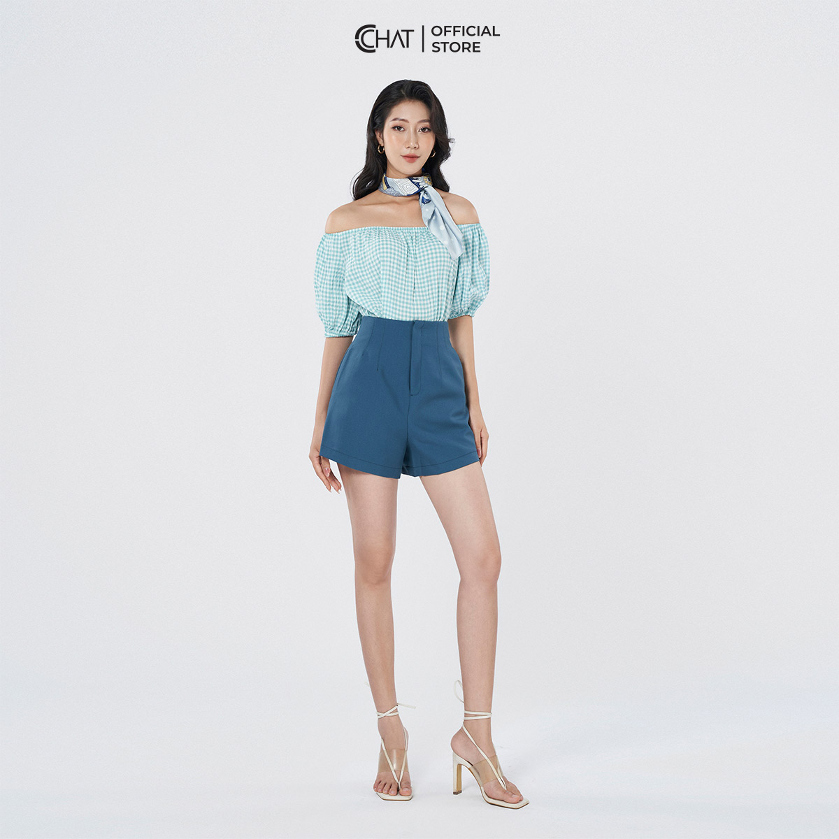 Áo Kiểu Nữ CCHAT Trễ Vai Tay Phồng Lỡ Chất Đũi Mềm Mát Phong Cách Trẻ Trung 12AND5002ST