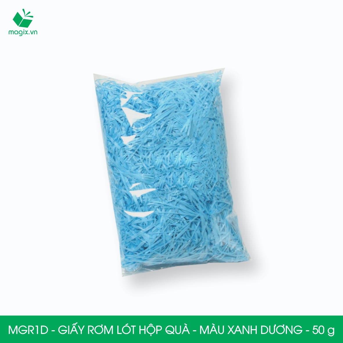 MGR1D - 50g Giấy rơm lót hộp quà màu xanh dương - Giấy sợi rơm trang trí - Giấy vụn chống sốc