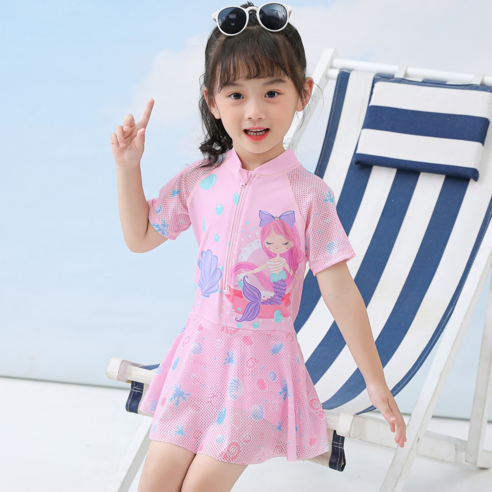 Đồ bơi lưới thể thao công chúa màu hồng cho bé gái