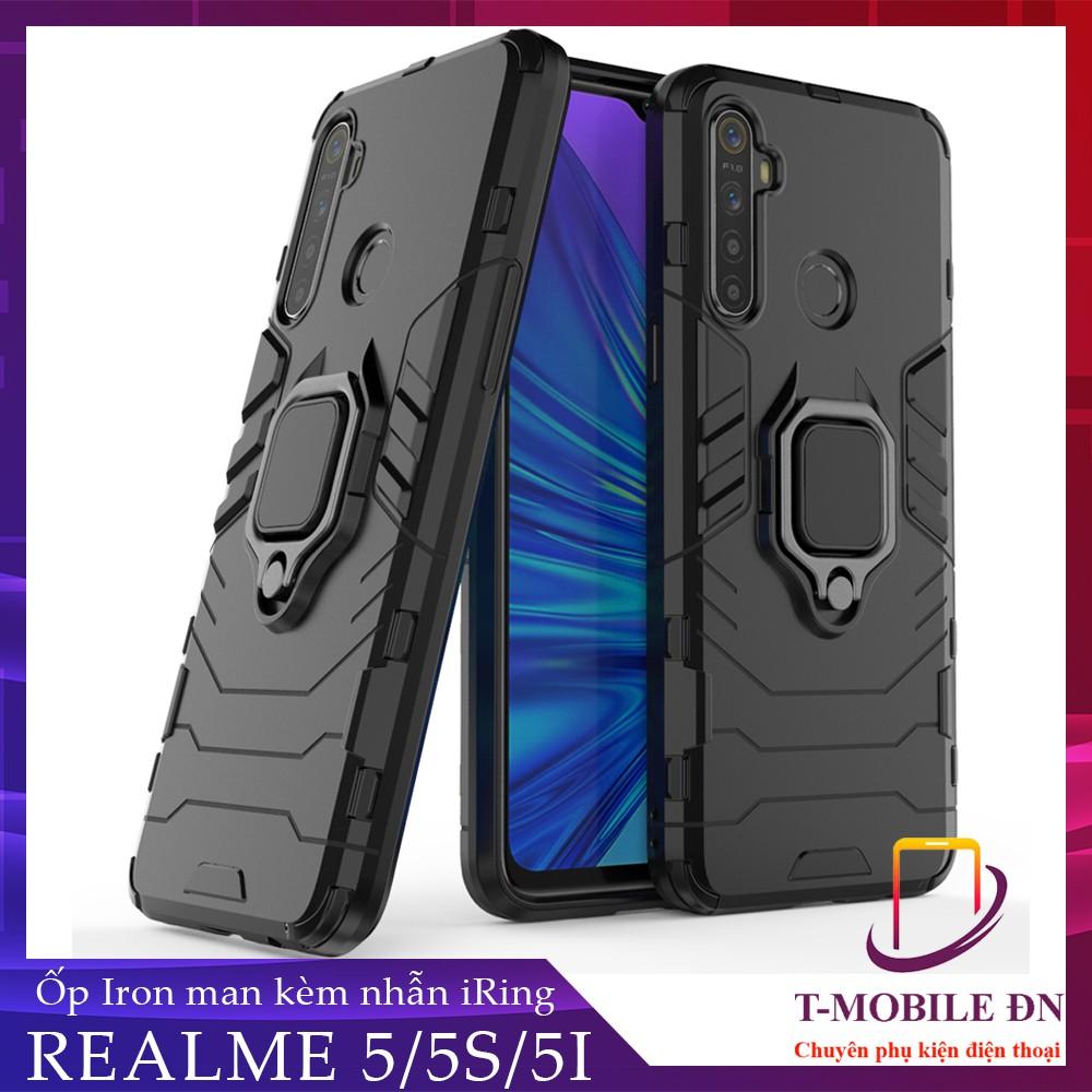 Ốp lưng cho Realme 5 5i 5s iron man chống sốc kèm nhẫn xoay chống xem video bảo vệ camera