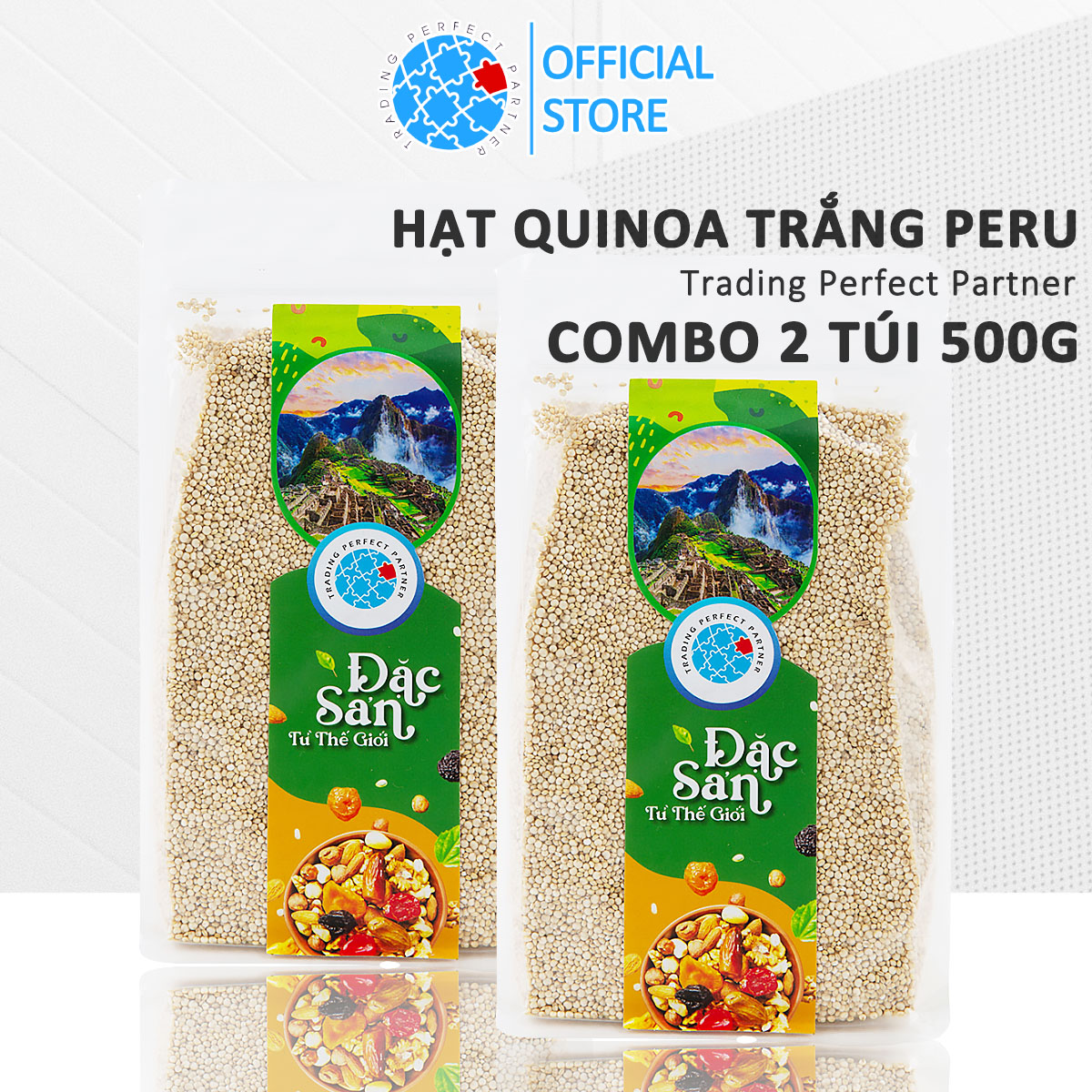 Combo 2 Túi Hạt Quinoa Trắng (Diêm mạch trắng) Hữu Cơ Trading Perfect Partner Túi 500g Nhập Khẩu Từ Peru