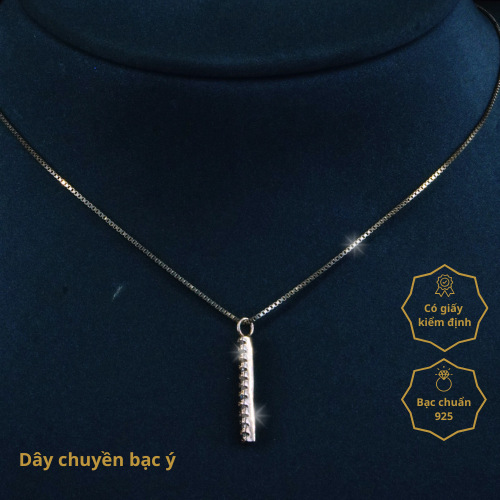 Dây chuyền bạc ý thiết kế thanh bạc hình chữ nhật đơn giản, thanh lịch, tinh tế, phù hợp đi học, đi chơi, đi làm - HD1381.2