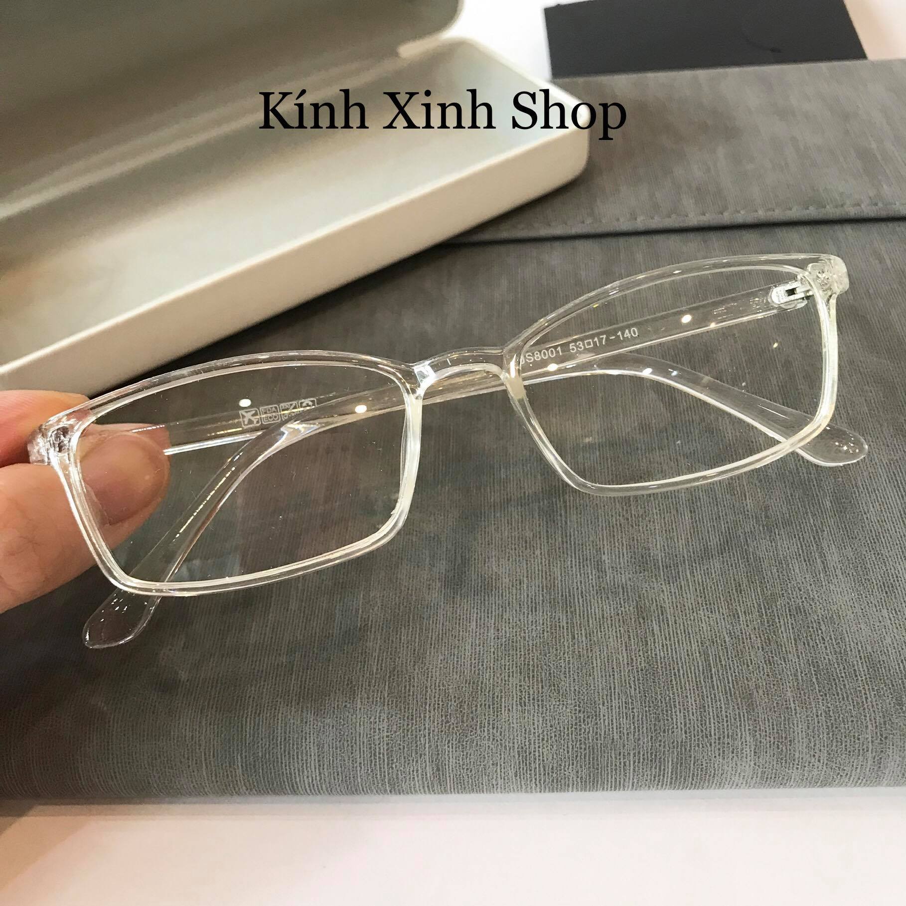 Kính Giả Cận, Gọng Kính Cận Nam Nữ Mắt Vuông Nhỏ Trong Suốt Không Độ - KÍNH XINH SHOP