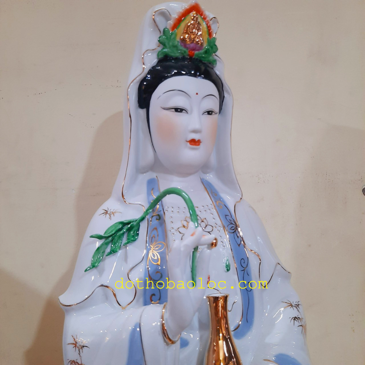 Tượng Quan Âm men sứ cao cấp Cao 62cm