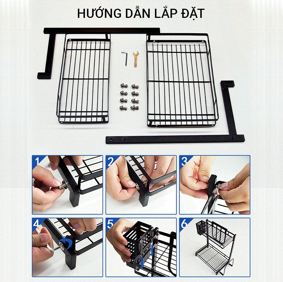 [CHÍNH HÃNG - LOẠI TỐT] Kệ gia vị chữ E 3 tầng cao cấp DODODIOS bằng thép carbon chống gỉ, chống xước, kệ đựng chai lọ gia vị đa năng, kệ để đồ nhà bếp gọn gàng, sang trọng