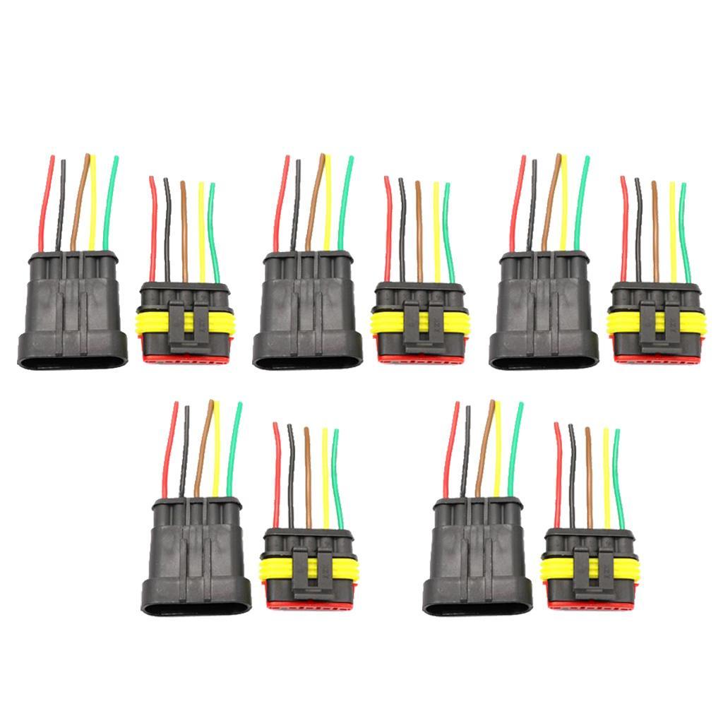 5 Pair 5 Pin Way Waterproof Electrical Car Connector Plug Socket with Wire