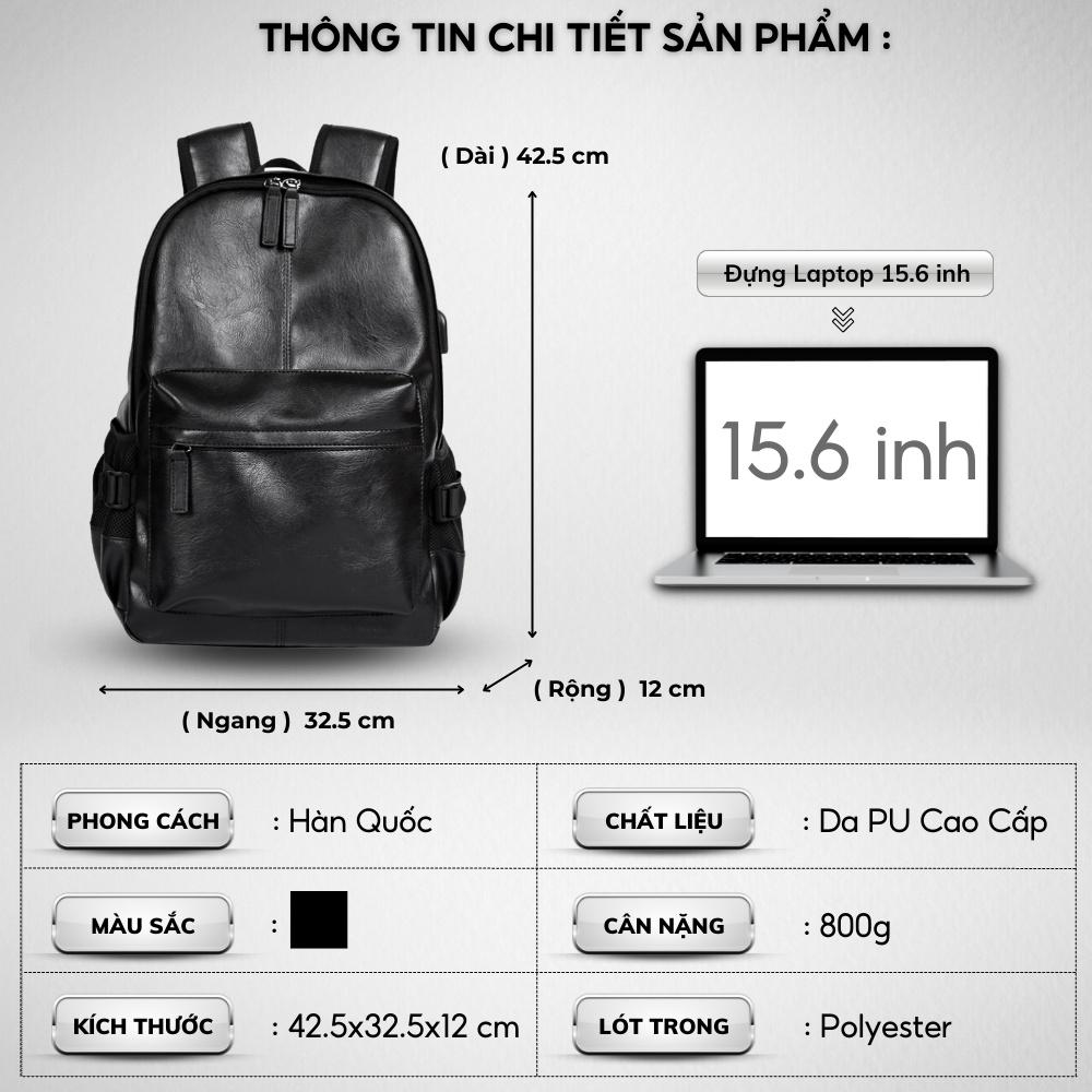 Balo da thời trang nam nữ da PU cao cấp chống nước cặp đi học đi chơi ulzzang đựng laptop 15.6 inh