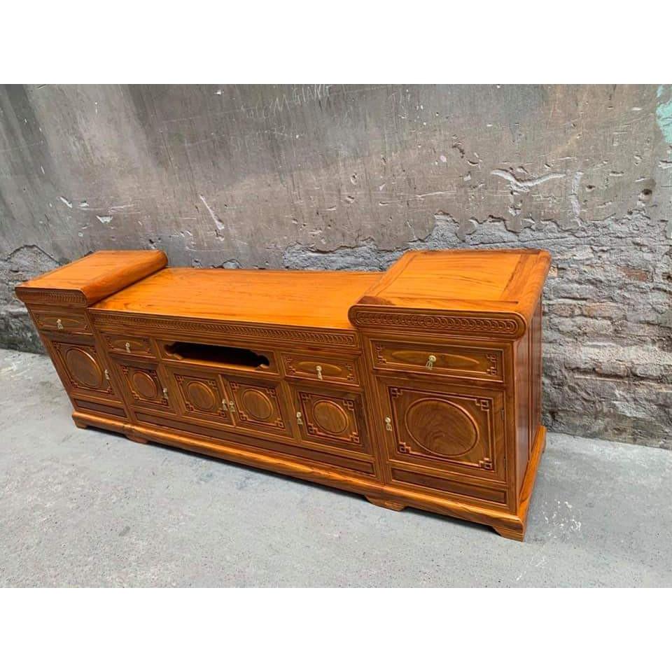 Kệ tivi mõ lõm cánh trơn gỗ hương đá cực chất