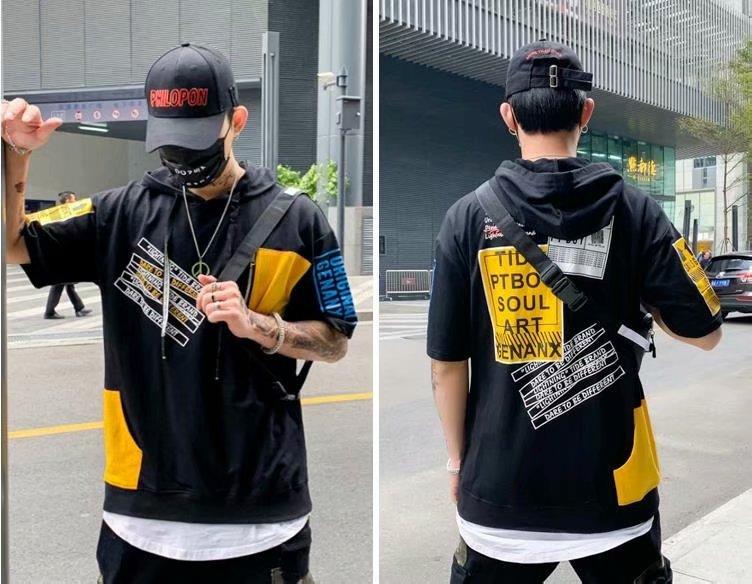 Áo Thun Tay Ngắn Hoạ Tiết Miếng Vá 2 Màu Size S-3Xl