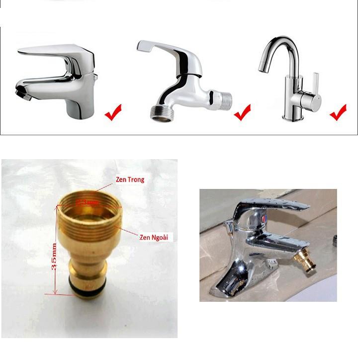 ĐẦU NỐI 2 IN 1 ZEN TRONG-ZEN NGOÀI 23MM RA KHỚP NỐI NHANH - ĐỒNG THAU - 550