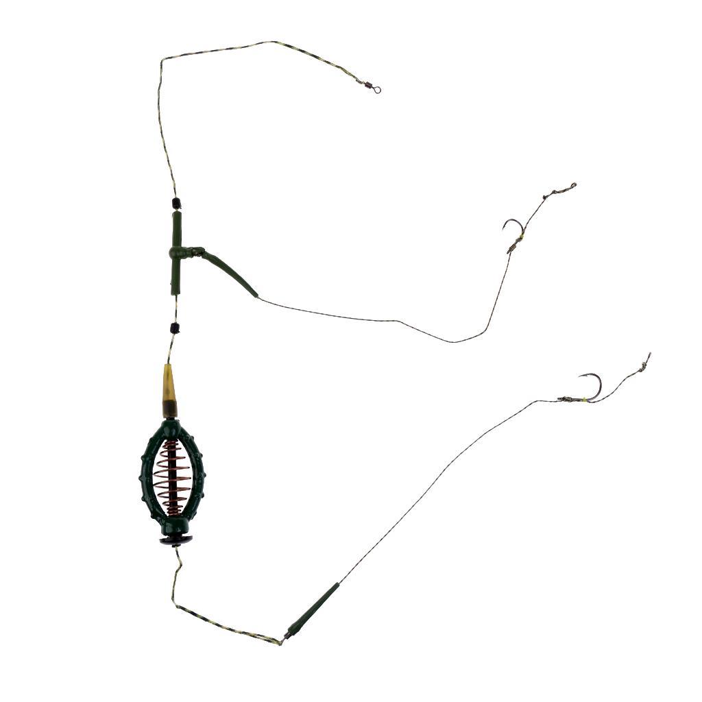 Carp Fishing Feeder Fishing Baits Cage Hook Rig Set with Lead Sinker Terminal Tackle