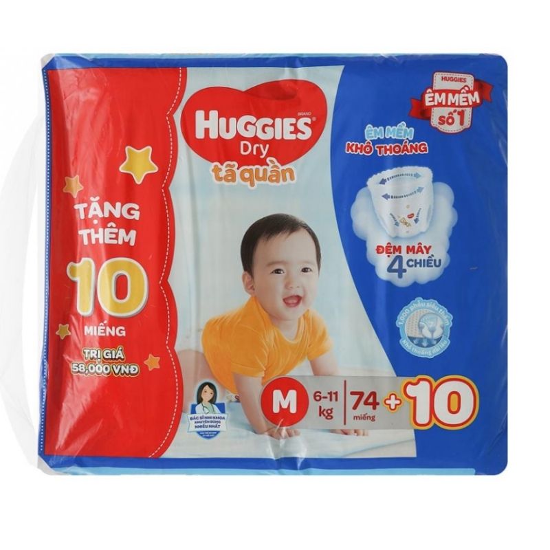 Tã quần Huggies Dry size M 74 miếng (cho bé 6 - 11kg)