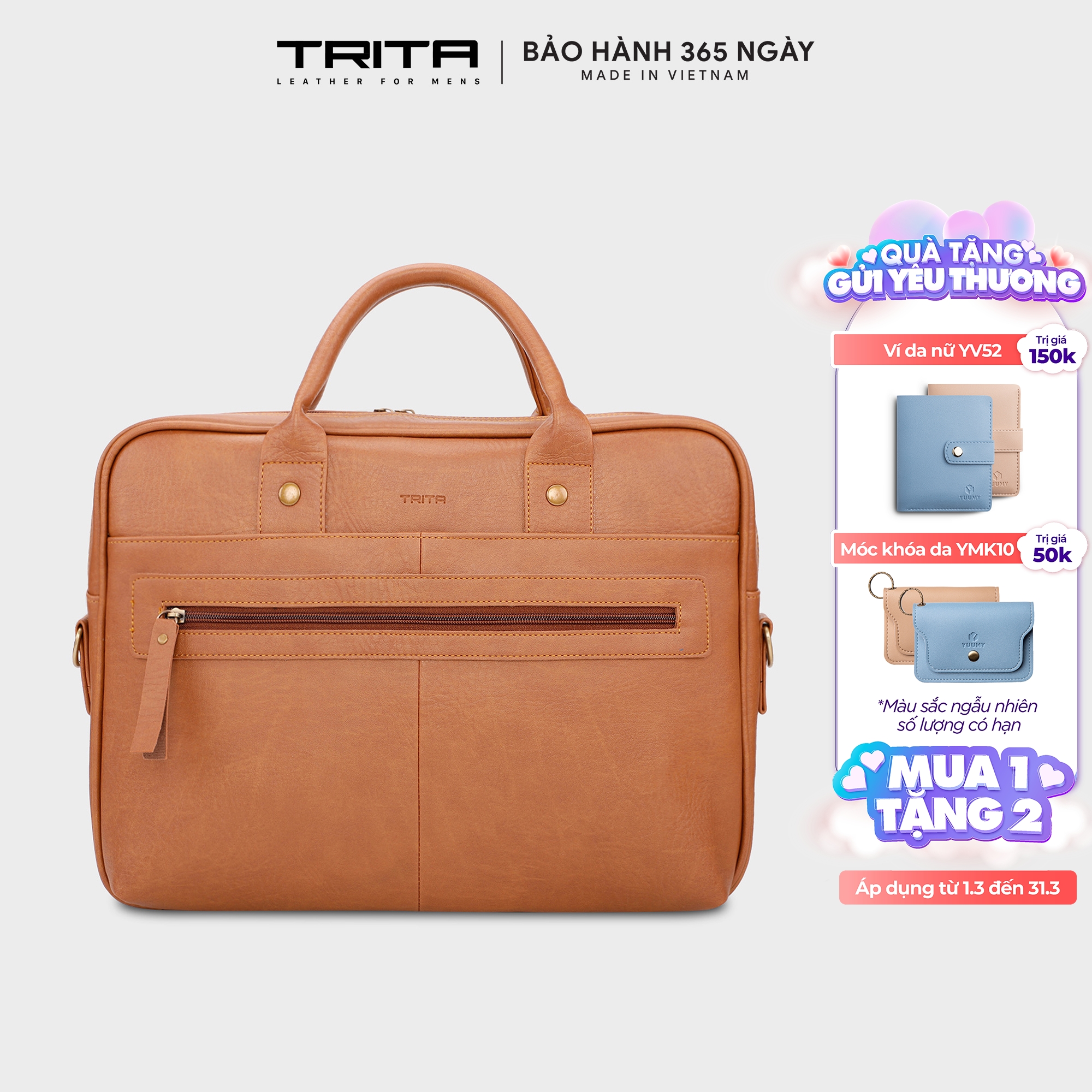 Cặp công sở Trita ( Thời trang nam cao cấp đựng vừa laptop 14.6 inch - Cặp da TCA2 )