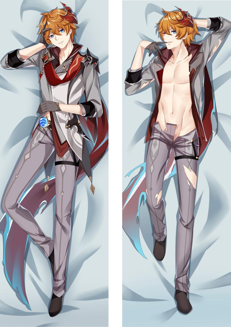 2D Genshin Tác Động Dakimakura Đẹp Trai Tartaglia Gối Ôm Sát Cơ Thể Gối Anime Nhật Bản Game Áo Gối Otaku Pilow 150X50