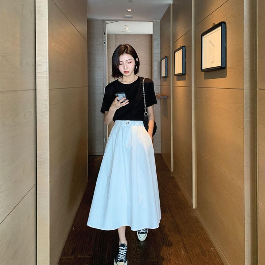 Chân Váy Kaki Dáng Dài Phong Cách Hàn Quốc, Chân Váy Chữ A Trẻ Trung Basic CV03