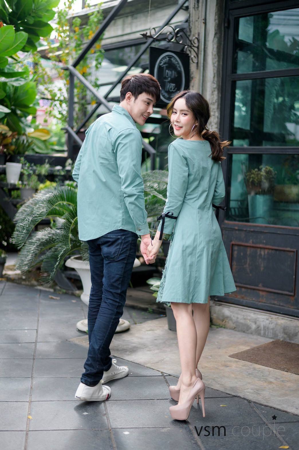 Set đồ đôi áo váy cặp CoupleTina cao cấp - Xanh Cyan Thời Thượng - Sang trọng Đi tiệc - Mẫu đặc biệt