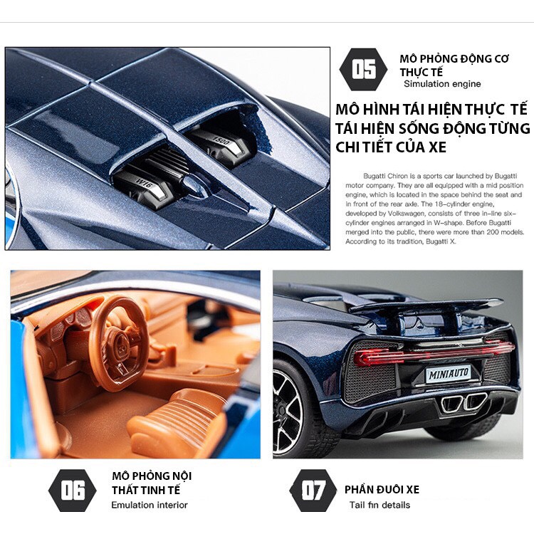 Mô hình xe ô tô Bugatti Chiron tỉ lệ 1:32