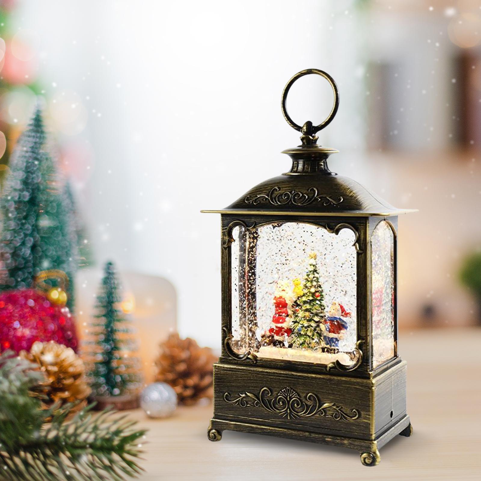 Glittering Christmas Music Box Lantern Rotating for Indoor Home Decoration