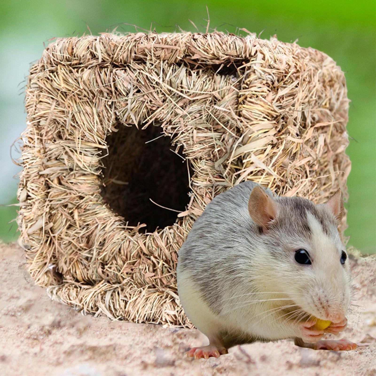 Hand Woven Small Animals Cage Nest Chewing Foldable Nesting Hideaway Sleeping Mat Nest Bed for Chinchilla Small Animals Squirrel Bunny Sleep