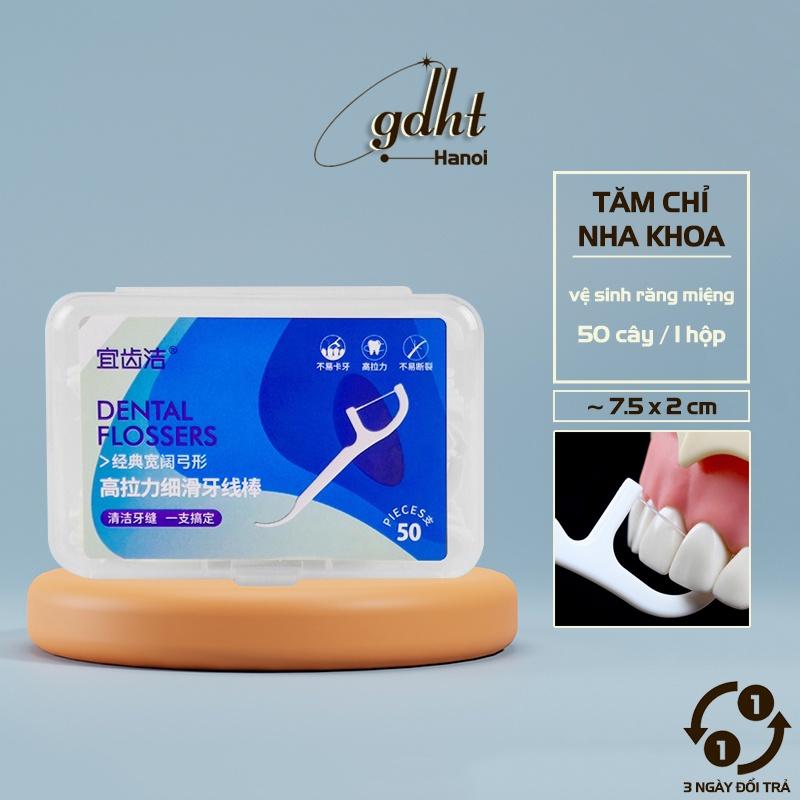 Tăm chỉ nha khoa tiệt trùng chăm sóc răng miệng hộp 50 cây