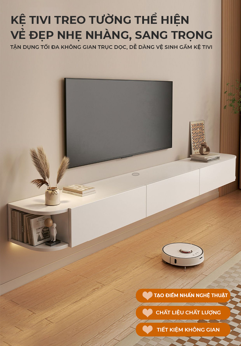 Kệ tivi treo tường thông minh thiết kế đẹp phong cách hiện đại thương hiệu IGA - GP326