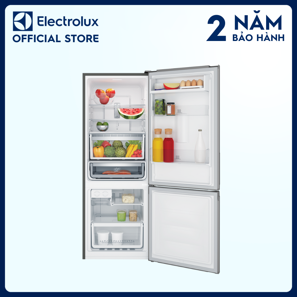 Tủ lạnh Electrolux Inverter ngăn đá dưới có ngăn đông mềm 308 lít - EBB3402K-A - Khử mùi diệt khuẩn, khay đá xoay, ngăn đông lớn, đảm bảo độ lạnh đồng đều