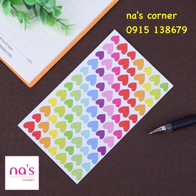 Bộ 6 tờ Decal dán miếng dán trang trí hình tim, ngôi sao, tròn sticker stickers
