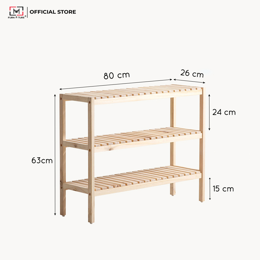 KỆ GIÀY GỖ/ KỆ TRANG TRÍ LẮP RÁP HÀN QUỐC ĐA NĂNG 3 TẦNG - BENCH 3F 800  WHITE