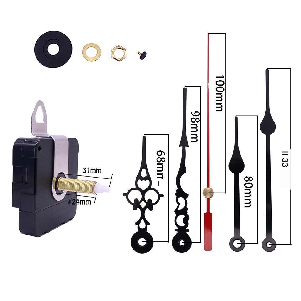 4X Black Wall Clock 3268 Movement Mechanism Hands Wall Repair Tool Parts
