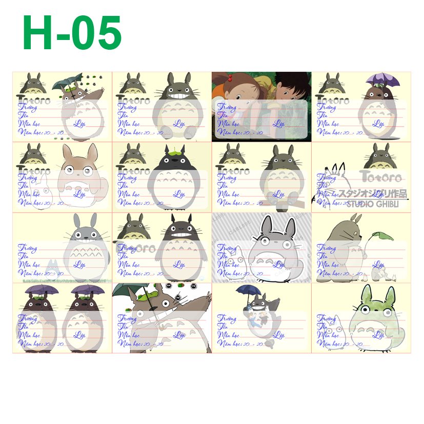 Nhãn vở set 64 nhãn vở Totoro