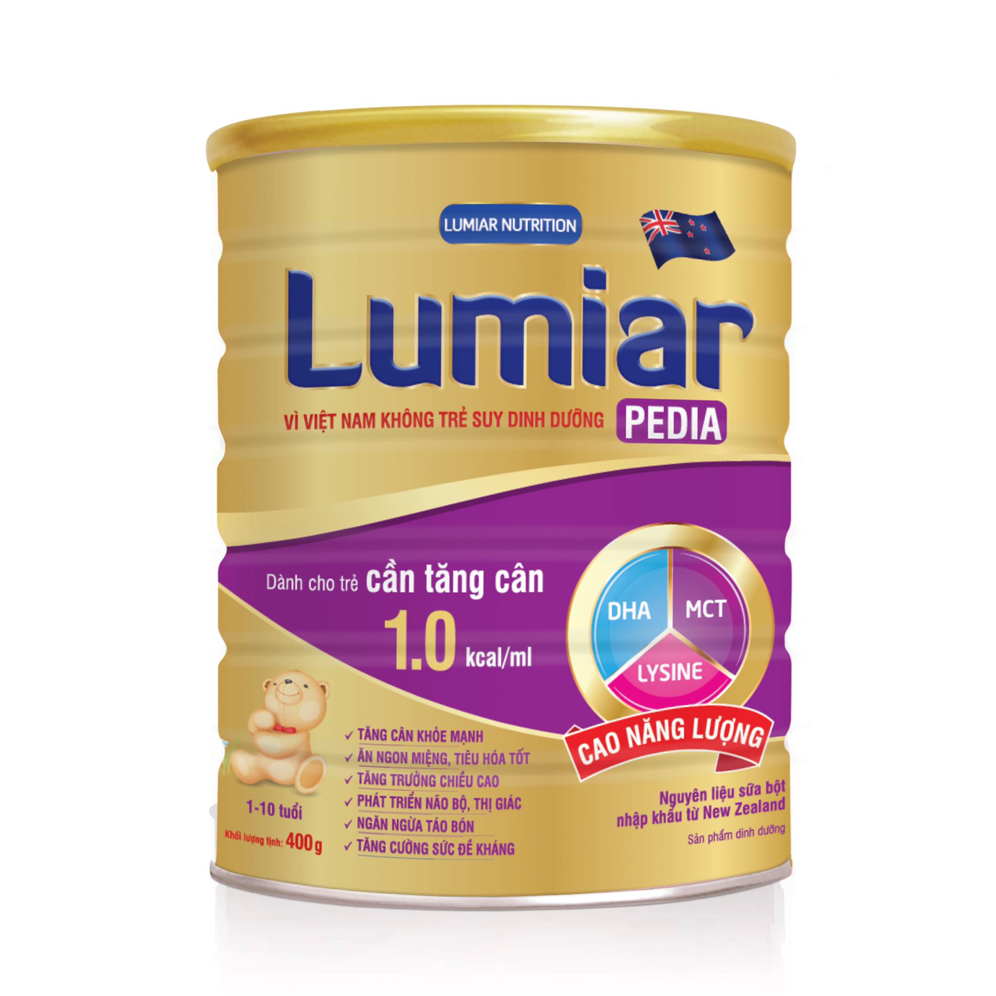 Sữa bột Lumiar Pedia 400g - sản phẩm dành cho trẻ cần tăng cân với DHA, MCT, LYSINE cao năng lượng