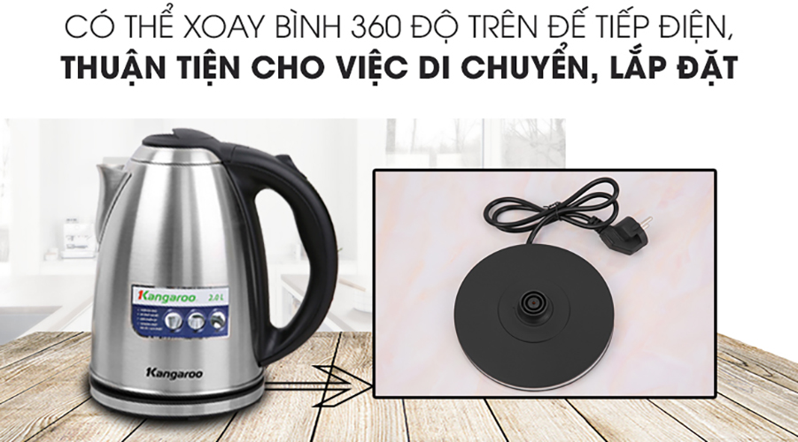 Bình Đun Siêu Tốc Kangaroo KG20SK3 (2.0 Lít) - Hàng Chính Hãng