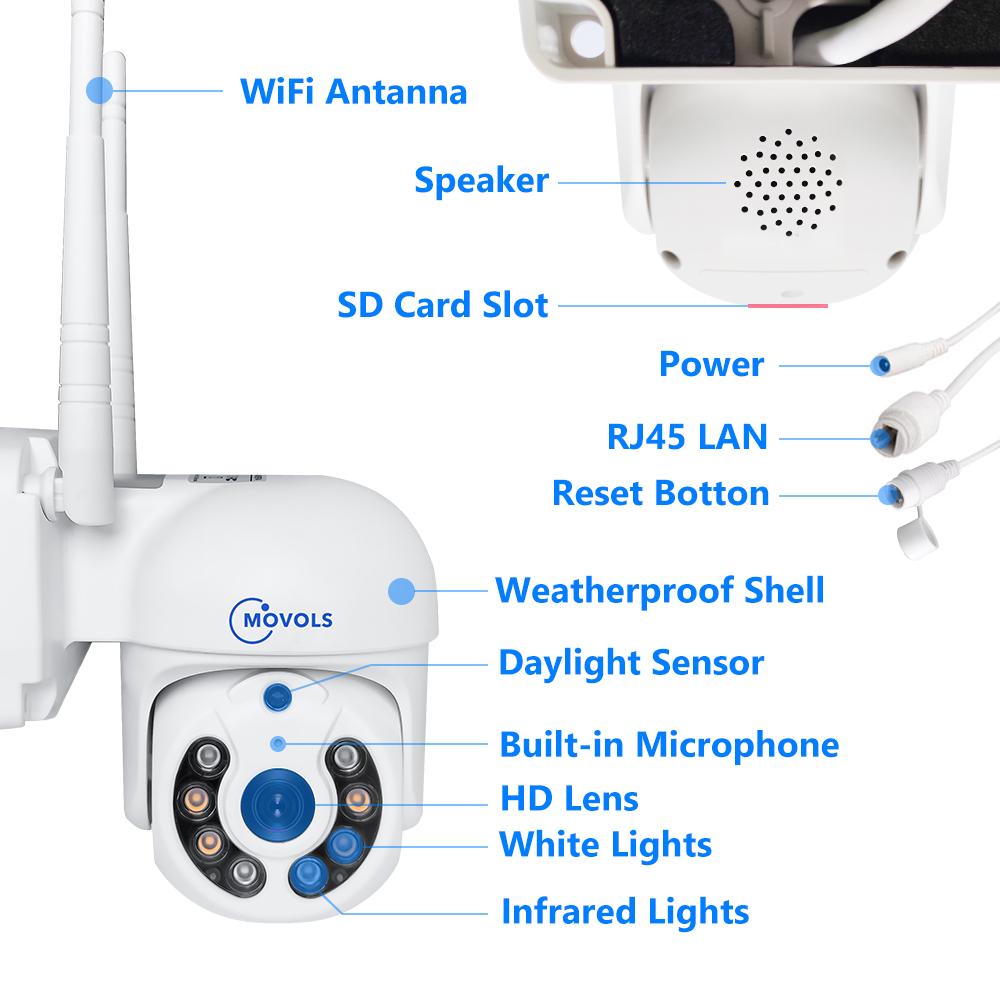 Movols H.265 5MP HD Hệ thống giám sát CCTV không dây hai chiều PTZ WiFi WiFi Camera bảo mật 8CH P2P NVR Video Kit tích hợp