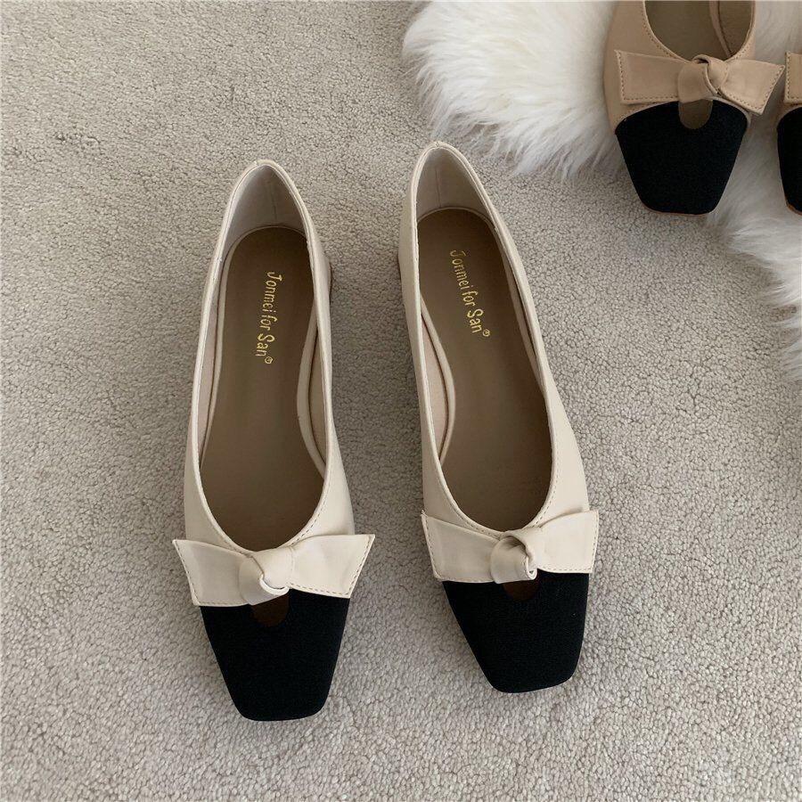 Giày búp bê nơ công sở phối da lộn sang chảnh G080