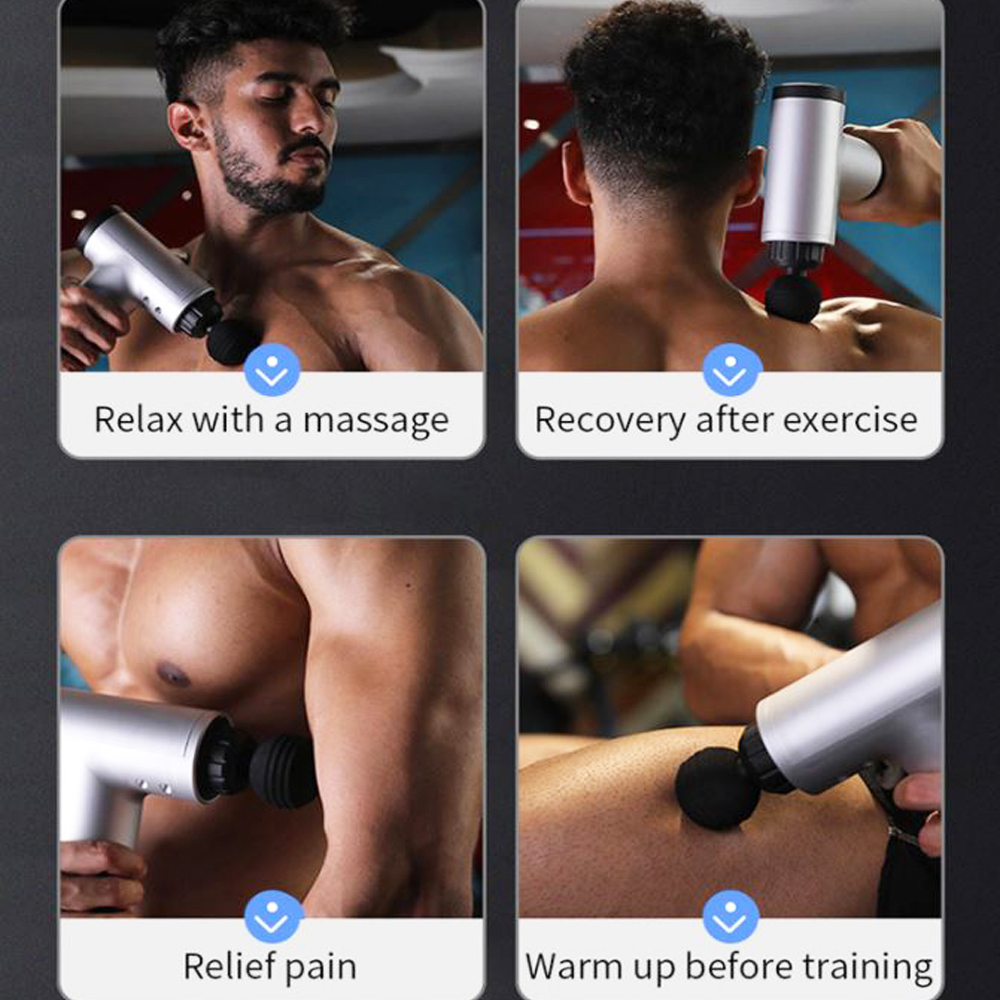 Máy Massage Cầm Tay Cao Cấp - 6 Cấp Độ, Hỗ Trợ Mát Xa Chuyên Sâu, Giảm Đau Cơ, Cứng Khớp Kèm 4 Đầu Massage - Quà Tặng Cho Sức Khỏe