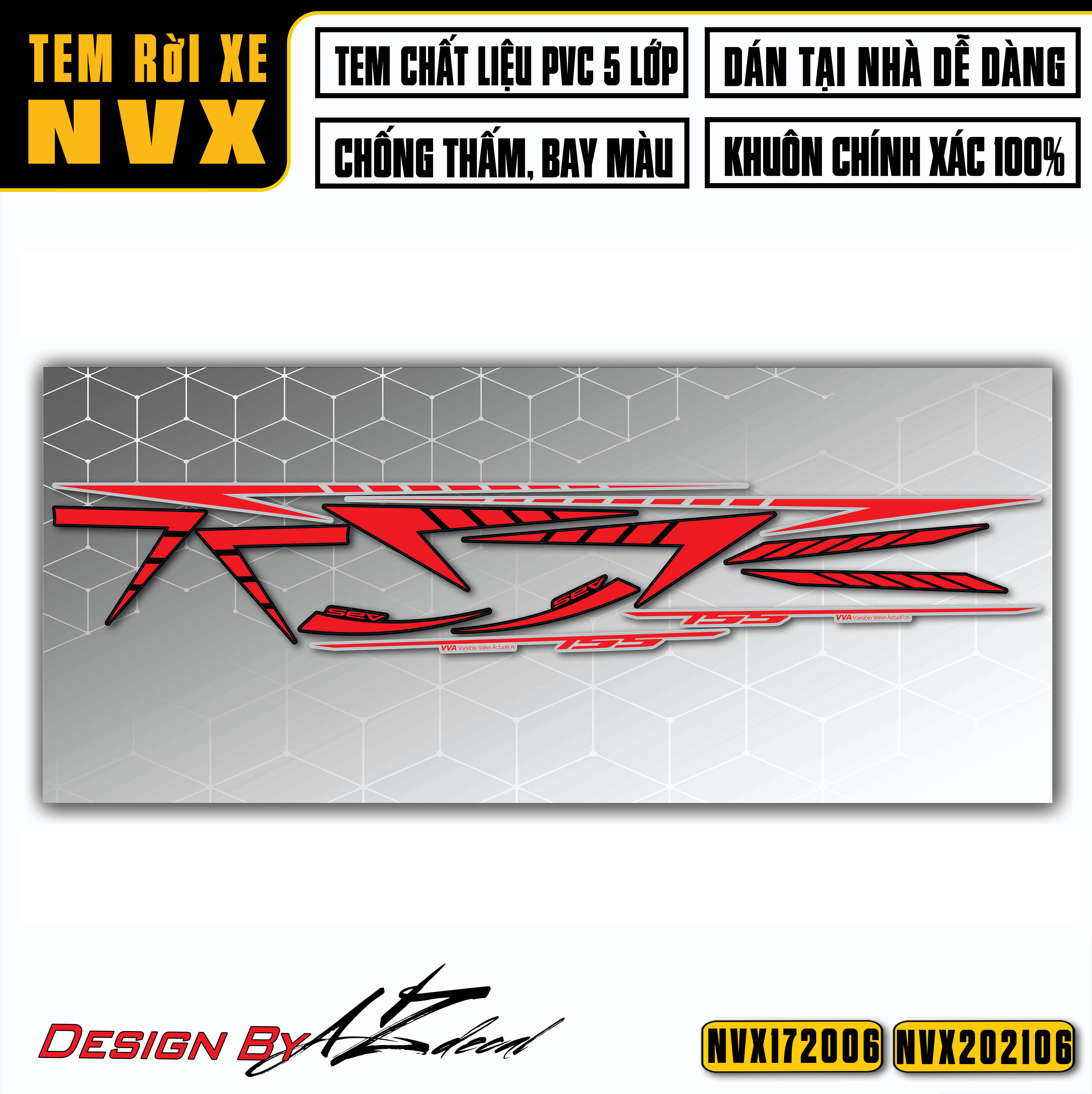 Tem Rời Xe  NVX 125, 155 Mẫu Dashed Line | NVX06 | Decal Chế Xe NVX 2017-2021 Chất Liệu Chống Nước