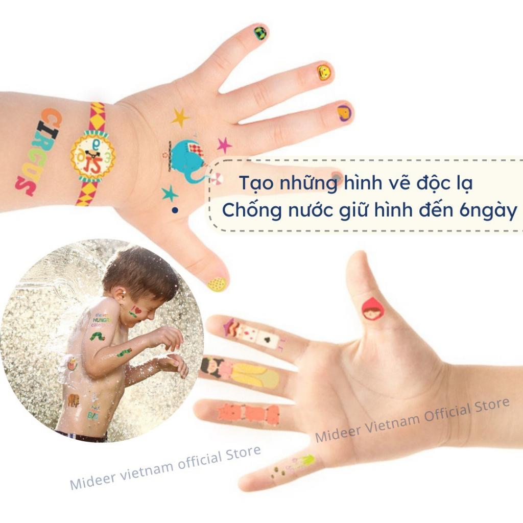 Hình Xăm Tạm Thời và Hình Dán Móng tay An Toàn Cho Trẻ Temporary Tattoos Mideer cho bé 2,3,4,5,6 tuổi