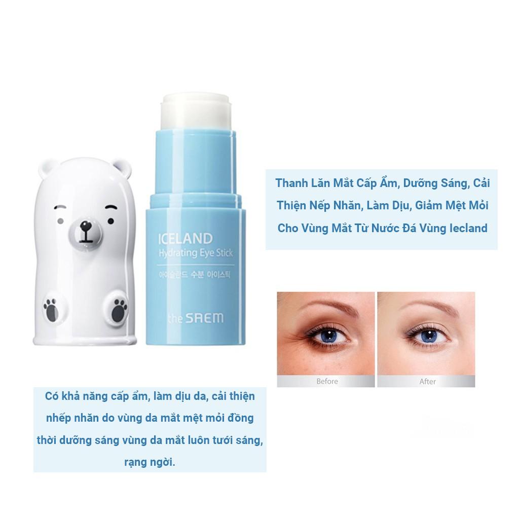 Thanh Lăn Dưỡng Mắt Giảm Nhăn Ngăn Ngừa Thâm Quầng Mắt The Saem Iceland Hydrating Eye Stick 7g