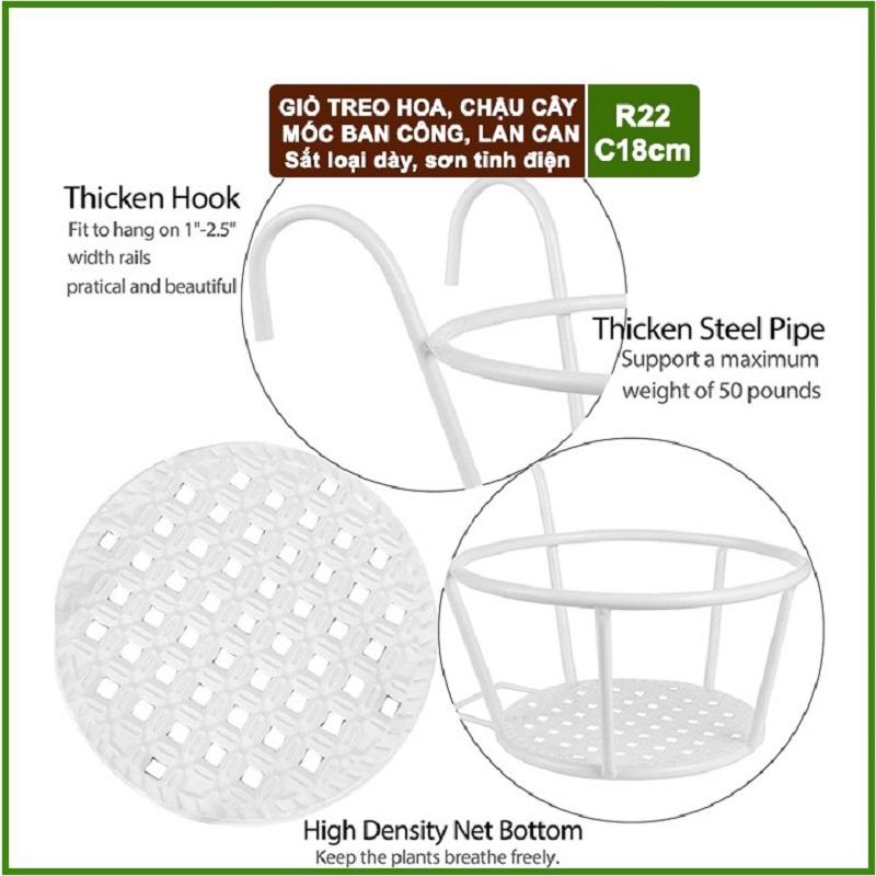Giỏ treo ban công sắt hoa cây