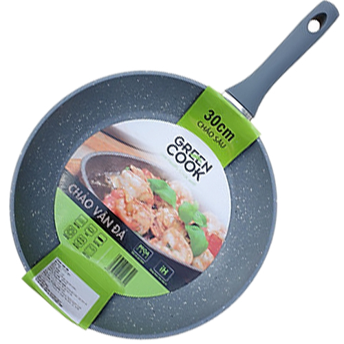 Chảo chống dính vân đá đáy từ đa năng 2 trong 1 Green Cook mẫu mới cán liền-hàng chính hãng