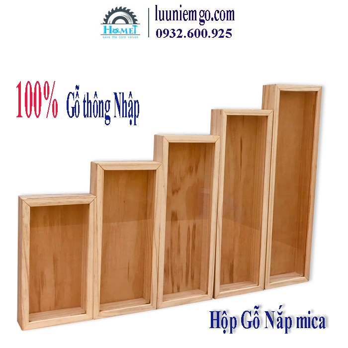 - Hộp gỗ nắp trượt trong suốt, phù hợp làm hộp tranh 3D, hộp trưng bày sản phẩm