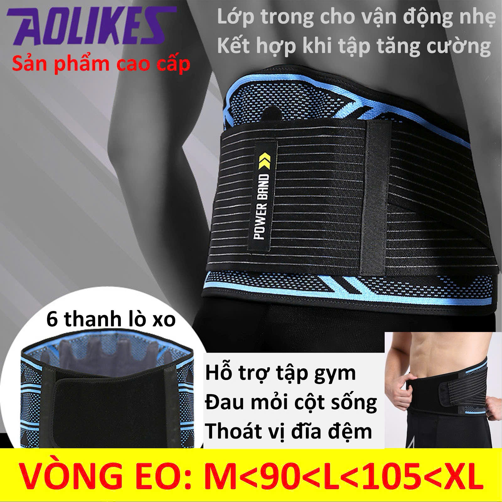Đai Lưng Cột Sống AOLIKES A-7892, Giảm Đau Lưng Cho Người Thoát Vị, Thoái Hóa, Phục Hồi Chức Năng