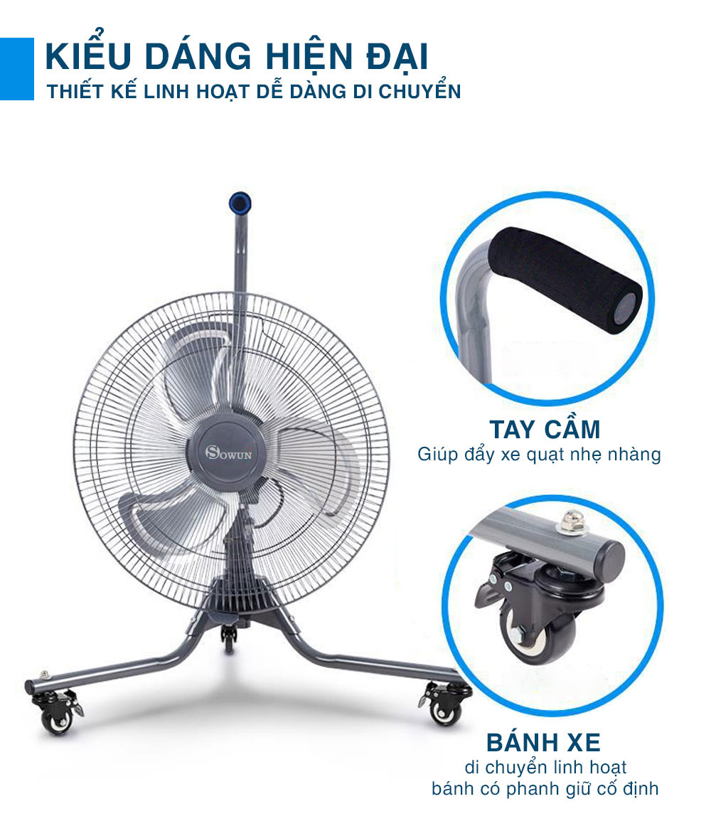 QUẠT   XE ĐẨY 3 BÁNH CÔNG NGHIỆP SOWUN SW 825 - HÀNG CHÍNH HÃNG