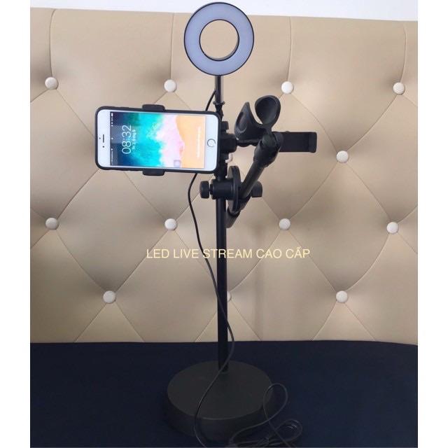 Bộ livestream chuyên nghiệp 4 trong 1 - 2 Giá đỡ điện thoại + Đèn led chiếu sáng + Giá đỡ micro thu âm C7 C11
