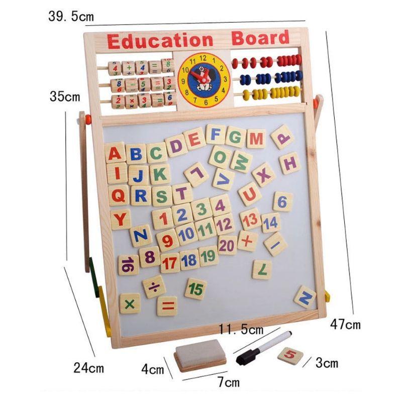Bảng gỗ nam châm giáo dục 2 mặt cho bé học chữ và số