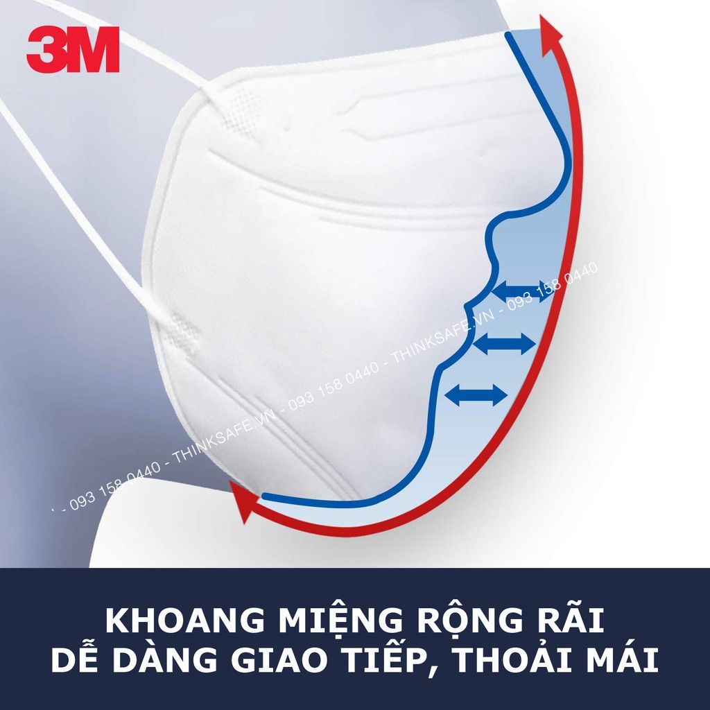 Khẩu trang phòng dịch 3M 9013 kháng khuẩn và chống bụi mịn đạt chuẩn KF94 tương đương với khẩu trang N95, chuyên dùng cho chống lây nhiễm, thiết kế không đau tai