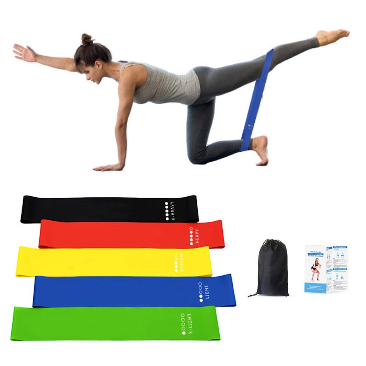 Hình ảnh Bộ 5 dây đàn hồi tập gym, dây đàn hồi mini band tập yoga dây đàn hồi kháng lực cao cấp, dây đàn hồi tập thể dục