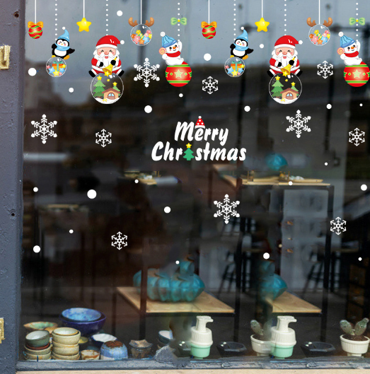 Decal trang trí Noel hít tĩnh điện - Rèm châu ông già Noel mini