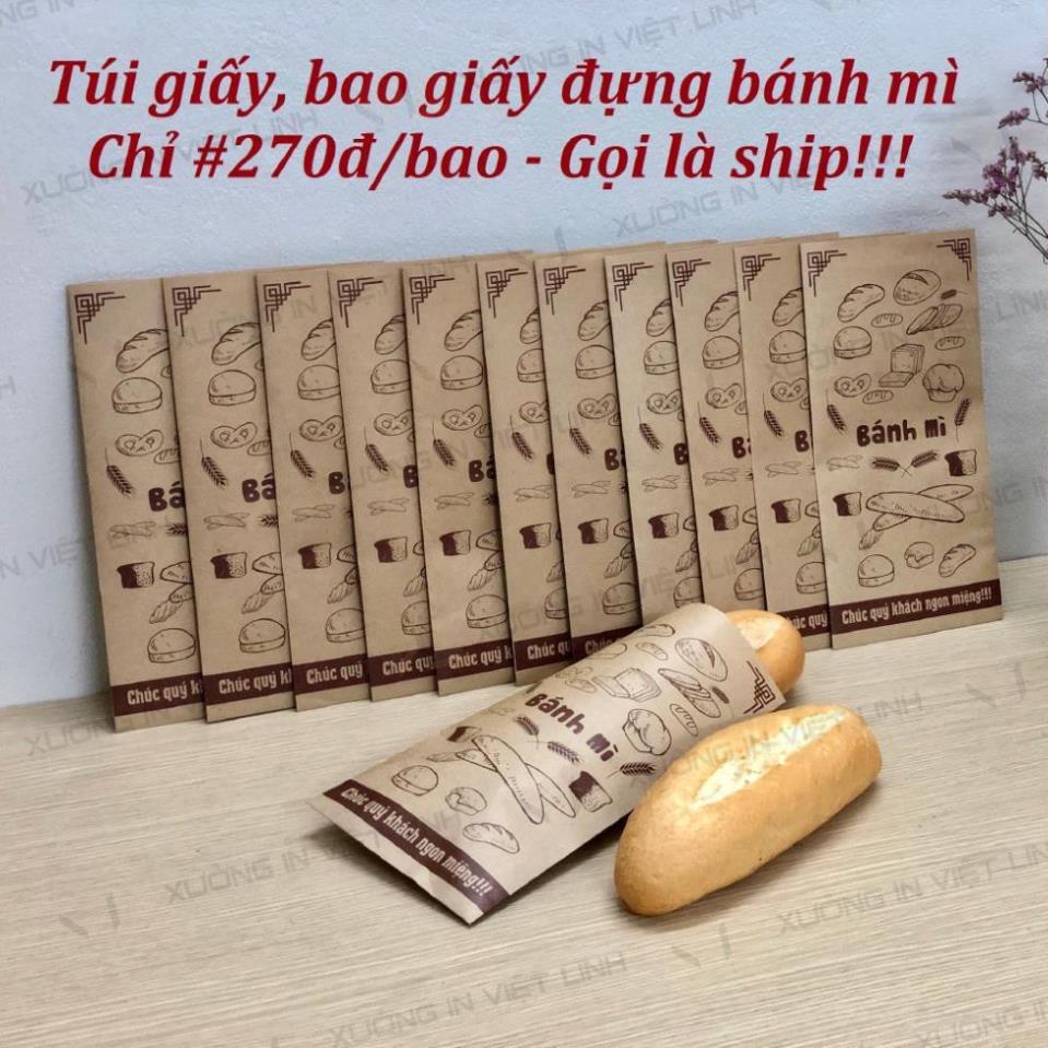 320đ/Túi Combo 200 Túi Bánh Mì 13x26cm Giấy Kraff Siêu Đẹp + Đạt Tiêu Chuẩn An Toàn Thực Phẩm